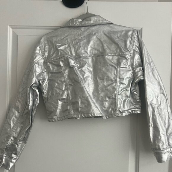 Zara Silver Metallic cropped Women's Jacket - Picture 3 of 3
